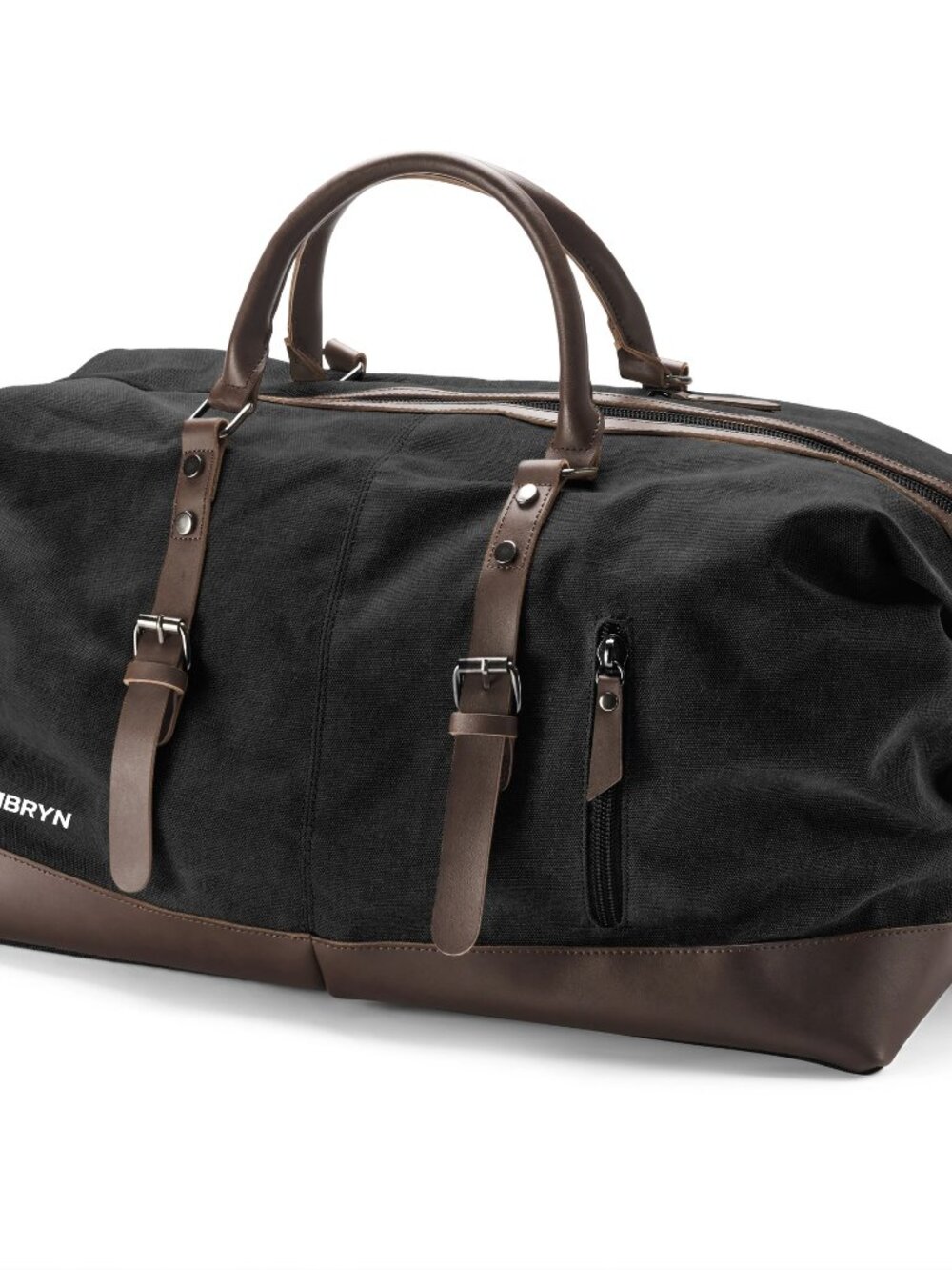 TIMBRYN Large Canvas & Leather Weekend Duffle Bag – Men's Vintage Travel CarryOn - Picture 6 of 17